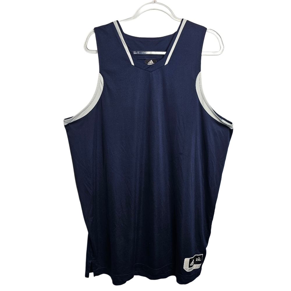 Adidas Dark Blue 2XL Basketball Tank Top with White Accents